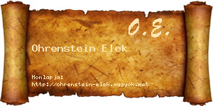 Ohrenstein Elek névjegykártya
